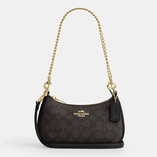 Túi Đeo Vai Nữ Coach Teri Mini Crossbody Bag In Signature Canvas CW323IMXAQ Màu Nâu Đen