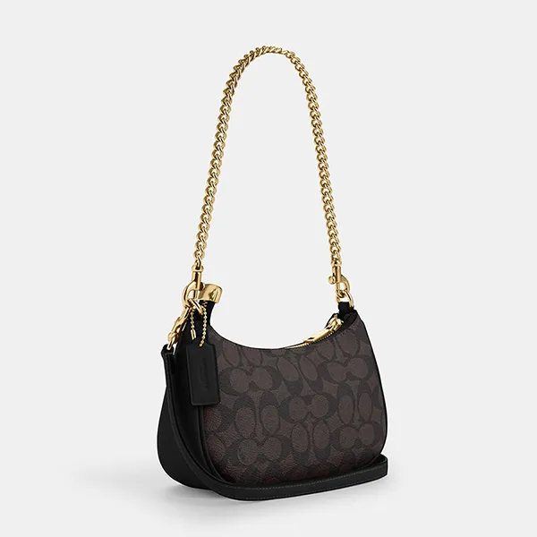 Túi Đeo Vai Nữ Coach Teri Mini Crossbody Bag In Signature Canvas CW323IMXAQ Màu Nâu Đen
