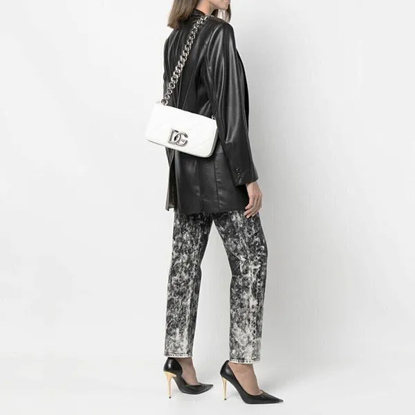 Túi Đeo Vai Nữ Dolce & Gabbana D&G Leather Shoulder Bag Màu Trắng