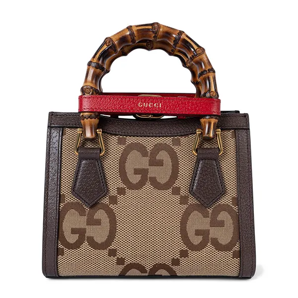 Túi Đeo Vai Nữ Gucci Camel Ebony Jumbo Gg Diana Mini Tote Shoulder Bag Màu Nâu
