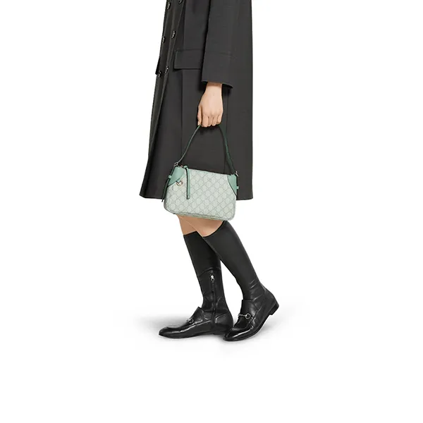 Túi Đeo Vai Nữ Gucci GG Emblem Small Shoulder Bag 815218 FAEAA 8460 Màu Xanh Green