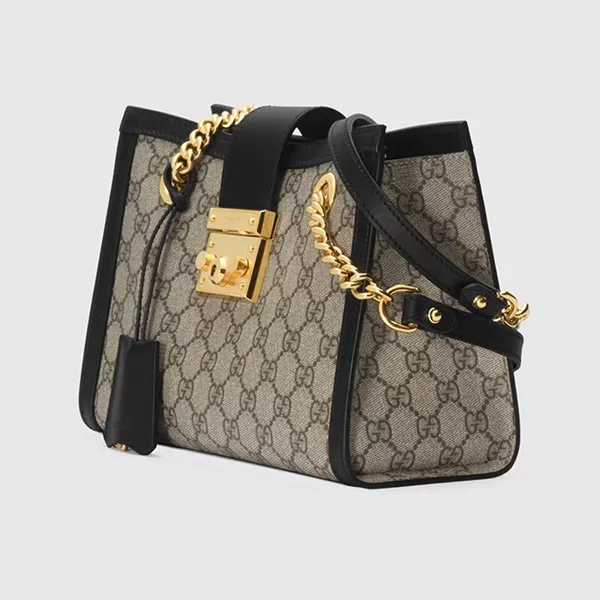 Túi Đeo Vai Nữ Gucci Padlock Small GG Shoulder GG Supreme Beige And Black 498156-KHNKG-9769 Màu Be Đen