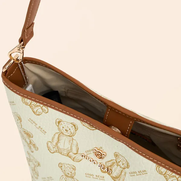 Túi Đeo Vai Nữ Guoo Bear GU1165-1910 Màu Nâu Trắng