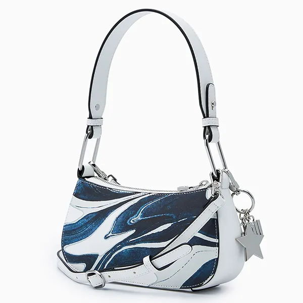 Túi Đeo Vai Nữ Lyn Stellar Infinite Shoulder Bag - Printed White L25FBWA117 Màu Xanh Trắng