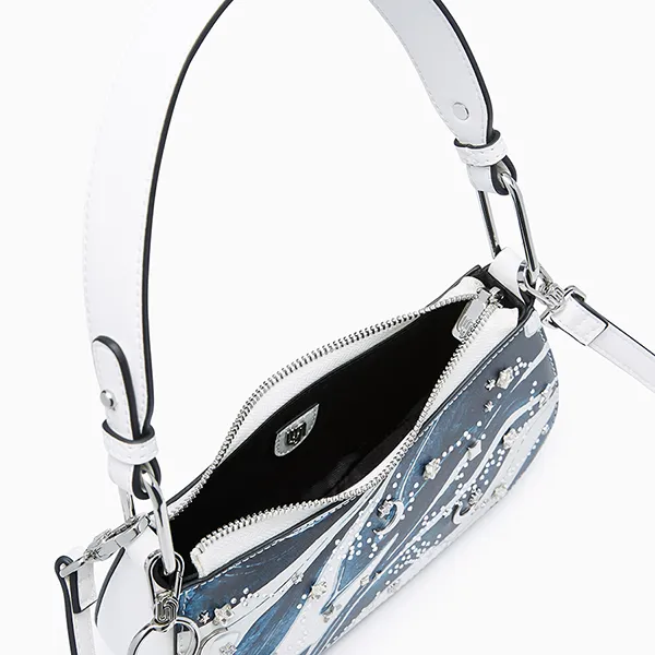 Túi Đeo Vai Nữ Lyn Stellar Infinite Shoulder Bag - Printed White L25FBWA117 Màu Xanh Trắng