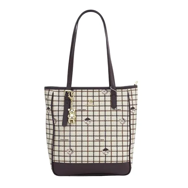 Túi Tote Nữ Guoo Bear GU1261-24130 Màu Kẻ Nâu