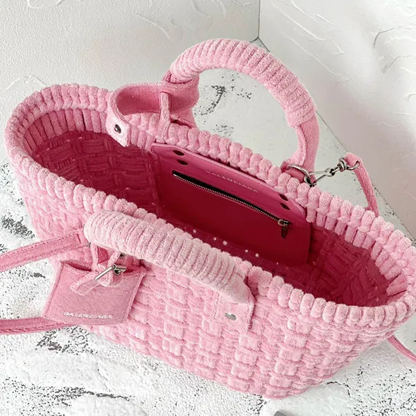 Túi Tote Nữ Balenciaga Bistro Basket Sweet Pink Bag Tweed Màu Hồng