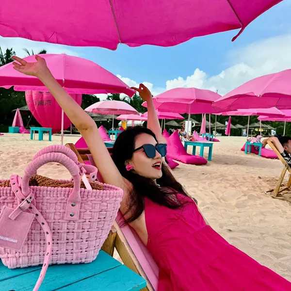 Túi Tote Nữ Balenciaga Bistro Basket Sweet Pink Bag Tweed Màu Hồng