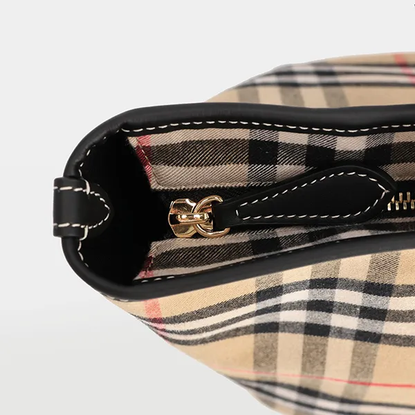 Túi Tote Nữ Burberry Canvas Check Leather Bag 81120561 Màu Be Nâu