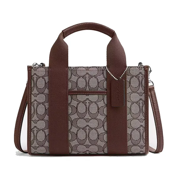 Túi Tote Nữ Coach Smith Tote Bag 24 In Signature Jacquard CAR78 Màu Nâu