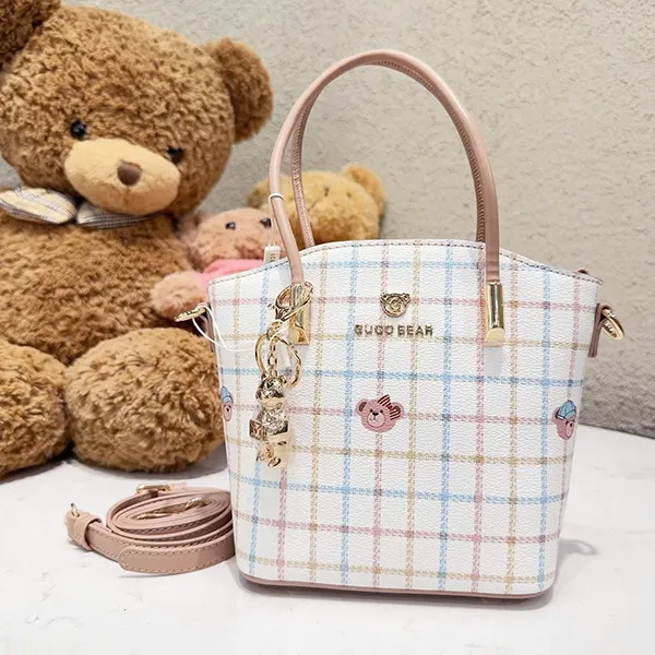 Túi Tote Nữ Guoo Bear GU1178-19280 Màu Trắng Kẻ