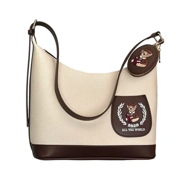 Túi Tote Nữ Guoo Bear GU1308 Be Viền Nâu