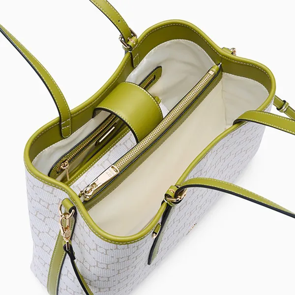 Túi Tote Nữ Lyn Serif XL Bag Printed Green L26CBWA026 Màu Trắng Xanh