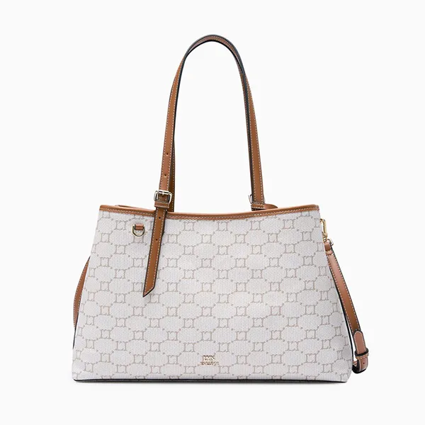 Túi Tote Nữ Lyn Serif XL Bag Printed Tan L26CBWA026 Màu Trắng Nâu
