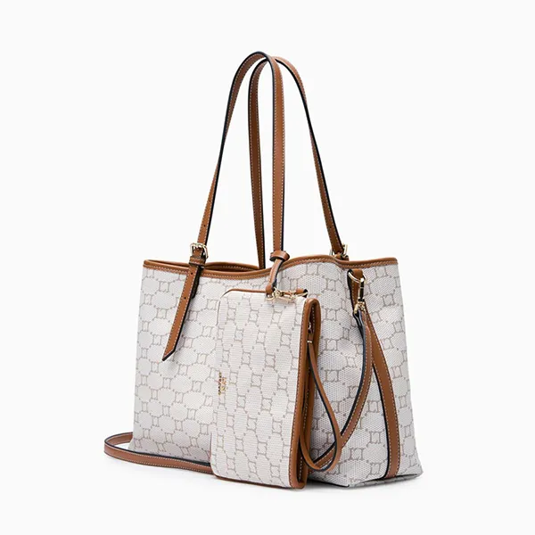 Túi Tote Nữ Lyn Serif XL Bag Printed Tan L26CBWA026 Màu Trắng Nâu