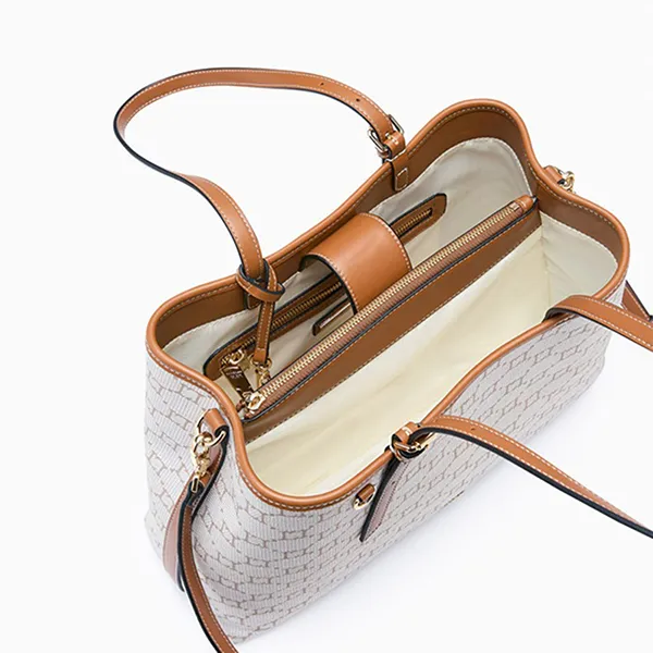 Túi Tote Nữ Lyn Serif XL Bag Printed Tan L26CBWA026 Màu Trắng Nâu