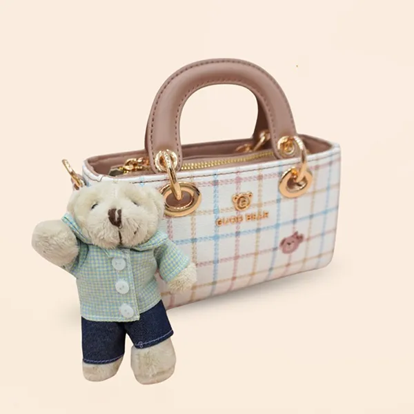 Túi Xách Tay Nữ Guoo Bear GU1169-29280 Màu Trắng Kẻ