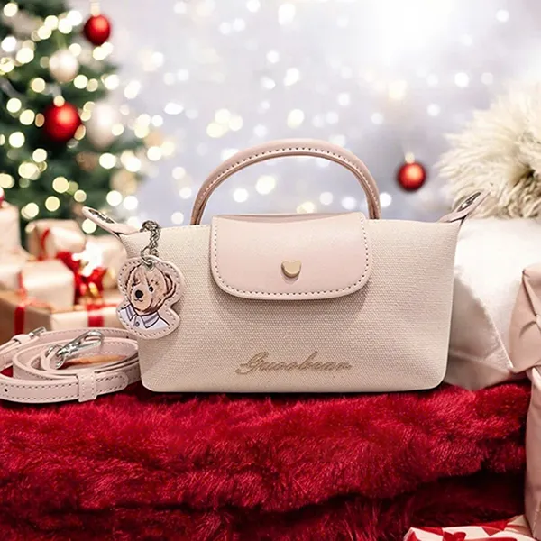 Túi Xách Tay Nữ Guoo Bear GU1052 Màu Hồng Nude Size S