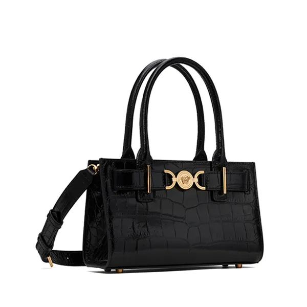 Túi Xách Tay Nữ Versace Black Croc Effect Medusa 95 Small Bag Màu Đen
