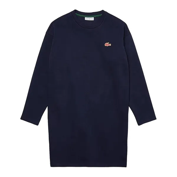 Váy Suông Nữ Lacoste Women's Sport Crew Neck Cotton Sweatshirt Dress Màu Xanh Navy Size 36