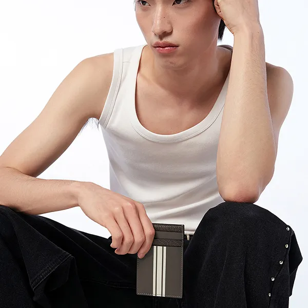 Ví Đựng Thẻ Lyn Link Card Case Wallet - Dark Grey LL25FWM653 Màu Xám Đậm