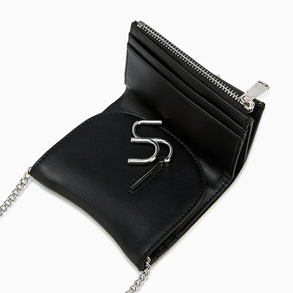 Ví Nữ Lyn Horsy Short Wallet On Chain - Black L25FWWA019 Màu Đen
