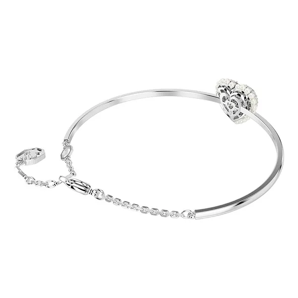 Vòng Đeo Tay Nữ Swarovski Hyperbola Bangle Heart, White, Rhodium Plated 5684385 Màu Bạc