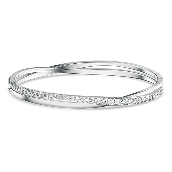 Vòng Đeo Tay Nữ Swarovski Hyperbola Bangle Round Cut, White, Rhodium Plated 5572725 Màu Bạc
