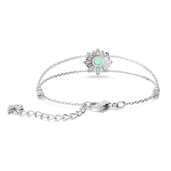 Vòng Đeo Tay Nữ Swarovski Idyllia Bracelet Mixed Cuts, Sun, Green, Rhodium Plated 5642960 Màu Bạc/Xanh