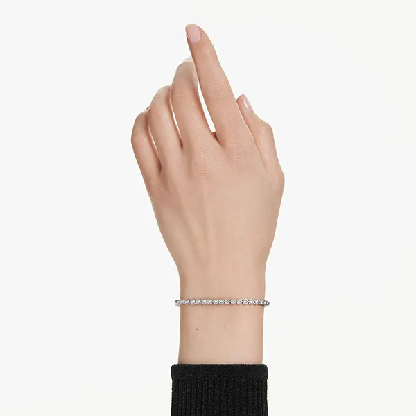 Vòng Đeo Tay Nữ Swarovski Imber Emily Tennis Bracelet Round Cut Gray Rhodium Plated 5734279 Màu Bạc