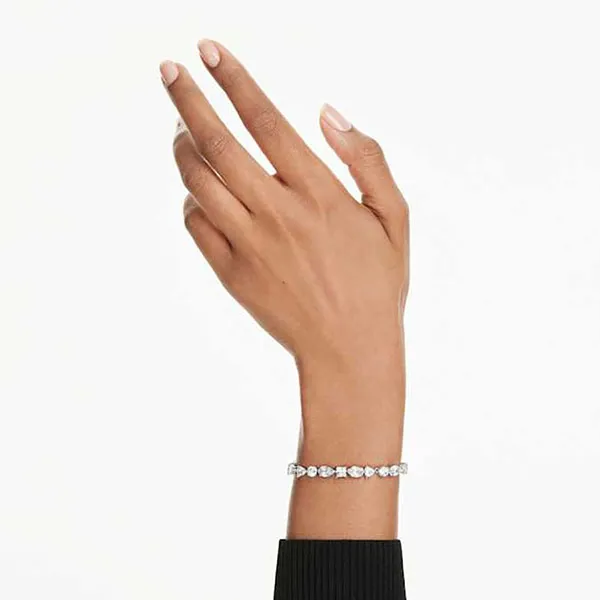 Vòng Đeo Tay Nữ Swarovski Mesmera Bracelet Mixed Cuts, White, Rhodium Plated 5731959 Màu Bạc