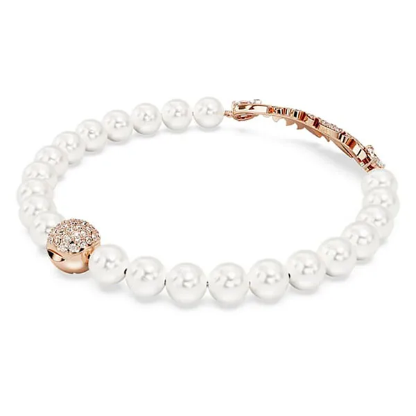 Vòng Đeo Tay Nữ Swarovski Nice bracelet Magnetic Closure, Feather, White, Rose Gold-tone Plated 5663482 Màu Trắng