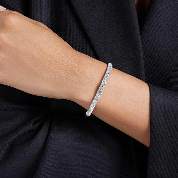 Vòng Đeo Tay Nữ Swarovski Sublima Bangle Snow Pavé White Rhodium Plated 5684241 Màu Bạc Trắng