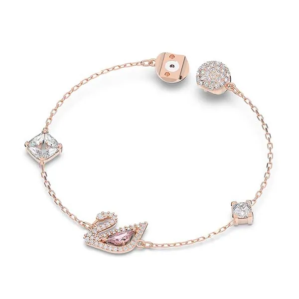 Vòng Đeo Tay Nữ Swarovski Swan Bracelet Swan, Pink, Rose Gold-Tone Plated 5472271 Màu Vàng Hồng Size M