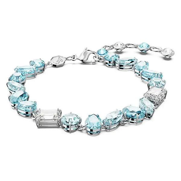 Vòng Đeo Tay Swarovski Gema Bracelet Mixed Cuts, Blue, Rhodium Plated 5666018 Màu Xanh Blue