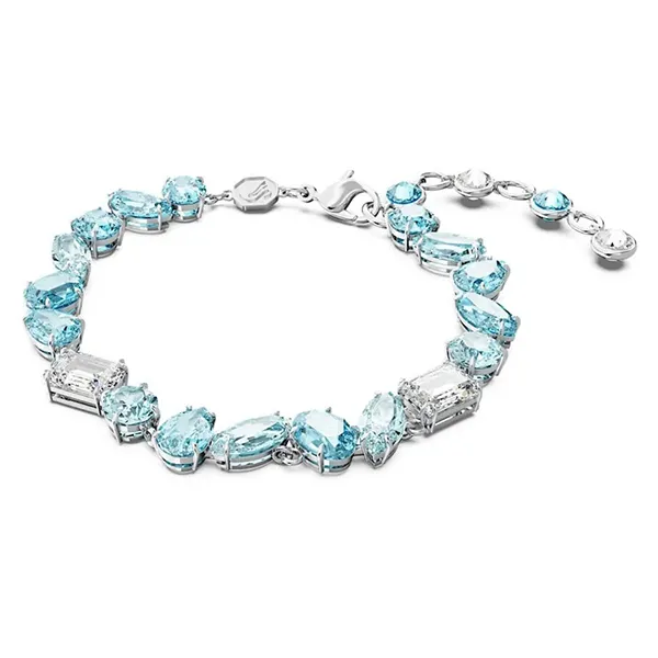Vòng Đeo Tay Swarovski Gema Bracelet Mixed Cuts, Blue, Rhodium Plated 5666018 Màu Xanh Blue