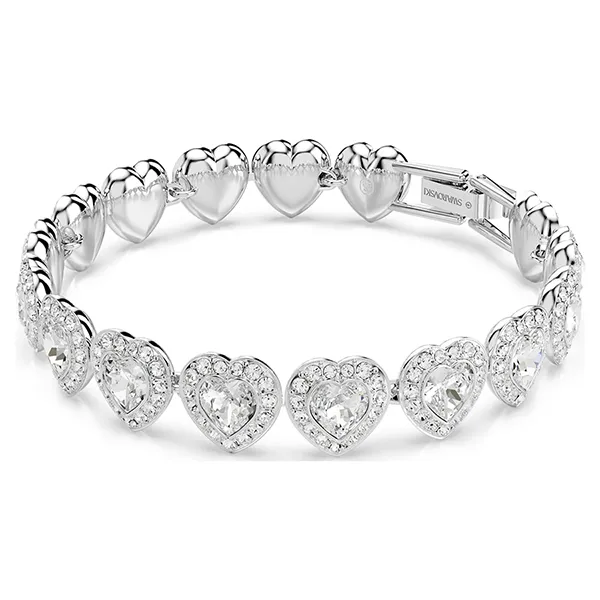 Vòng Đeo Tay Swarovski x Ariana Grande Bracelet Mixed Cuts, Heart, White, Rhodium Plated 5720860 Màu Bạc