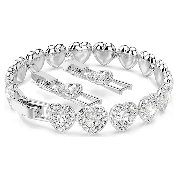 Vòng Đeo Tay Swarovski x Ariana Grande Bracelet Mixed Cuts, Heart, White, Rhodium Plated 5720860 Màu Bạc