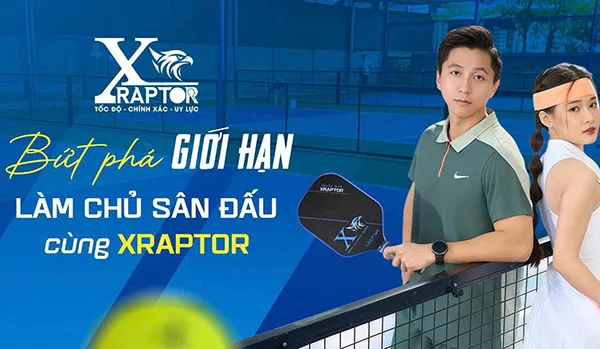 Vợt Pickleball XRaptor F22 Cacbon Màu Đen Xanh Size 14mm