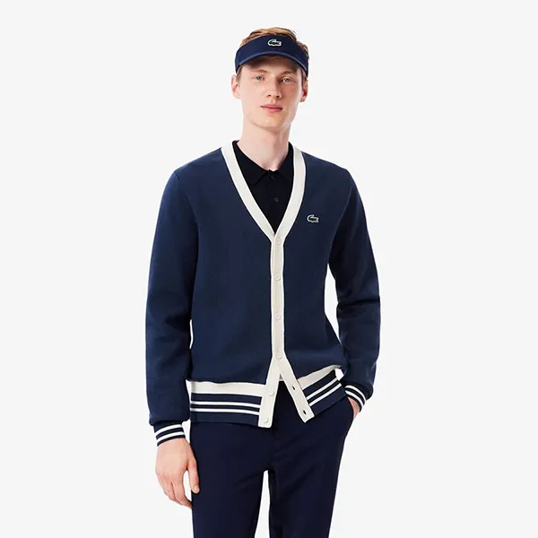 Áo Cardigan Nam Lacoste Men's Golf Windbreaker Cardigan AH7725-HHW Màu Xanh Navy Size 3