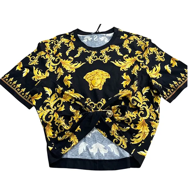 Áo Croptop Nữ Versace Logo Printed 1010259 1A16170 5B000 Màu Đen Size 40