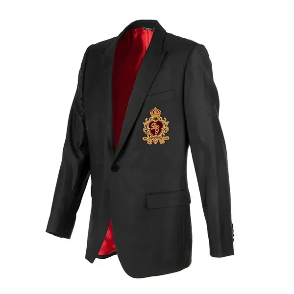 Áo Khoác Blazer Nam Dolce & Gabbana D&G Embroided Slim Fit Wool Blazer Màu Đen Đỏ Size 44