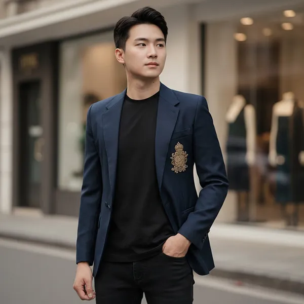 Áo Khoác Blazer Nam Dolce & Gabbana D&G Logo G2PN7Z FU22A B0485 Màu Xanh Navy Size 46