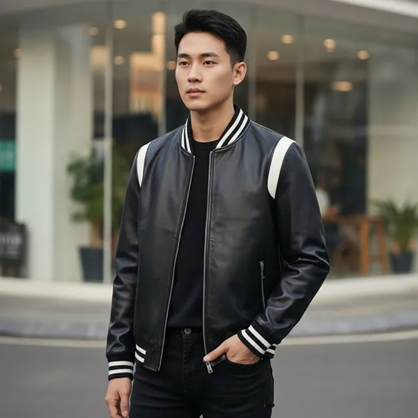 Áo Khoác Da Nam Bolongaro Bomber BT122T00E-Q11 Black Màu Đen Size M