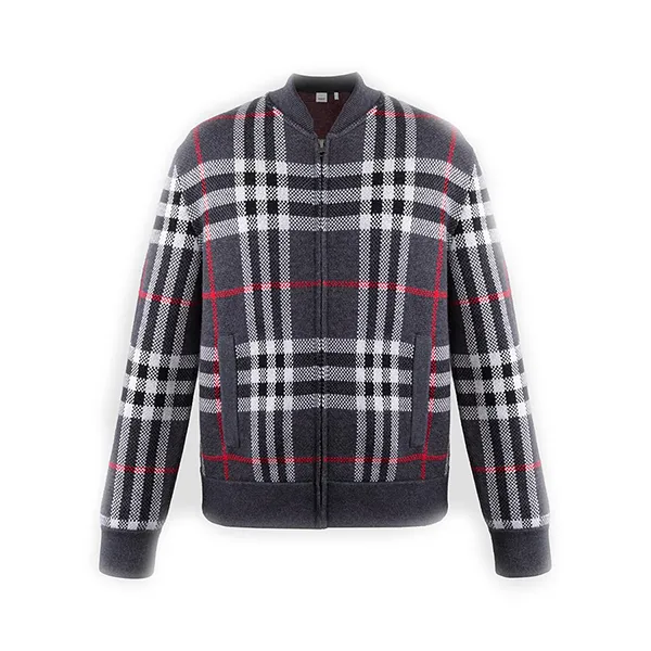 Áo Khoác Nam Burberry Morland Knitted Wool Jacket Check In Black - 8111790 Phối Màu Size S