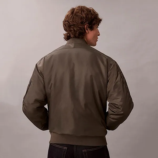 Áo Khoác Nam Calvin Klein CK Nylon Bomber Jacket 4RC526G - 021 Màu Nâu Size XS