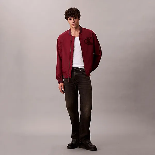 Áo Khoác Nam Calvin Klein CK Nylon Tipped Bomber Jacket 4RD524G - 601 Màu Đỏ Size M