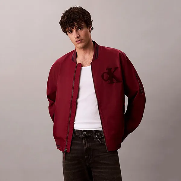 Áo Khoác Nam Calvin Klein CK Nylon Tipped Bomber Jacket 4RD524G - 601 Màu Đỏ Size M