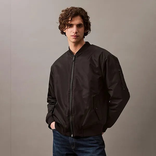 Áo Khoác Nam Calvin Klein Padded Nylon Bomber Jacket CK 40EM524 - 002 Màu Đen Size M