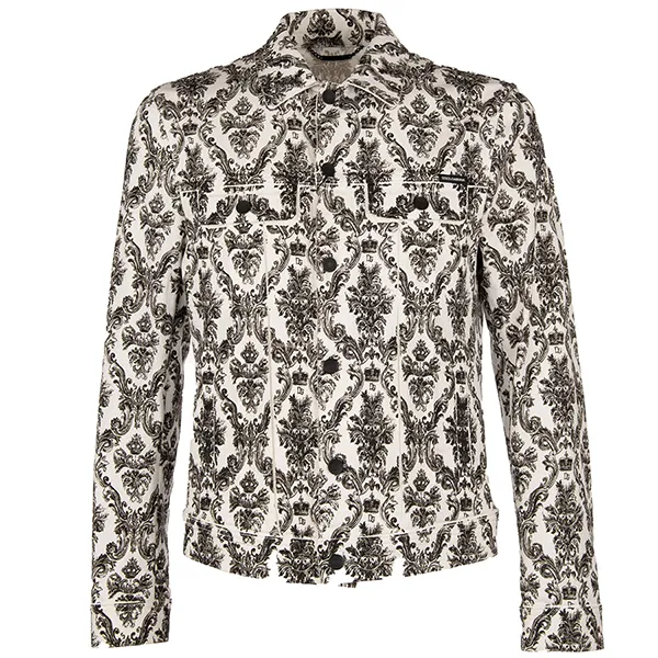 Áo Khoác Nam Dolce & Gabbana D&G Brand Logo Crown Denim Jacket White khoacdolce46-1 Phối Màu Size 50